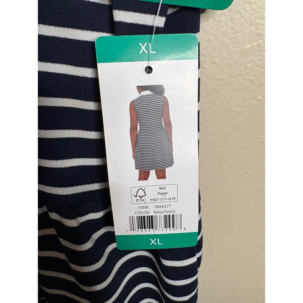 Nautica Jeans Polo Dress XL Navy White Striped Sleeveless Tiered 1844377 - Picture 3 of 11